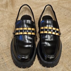 Zara Embellished Lug Sole Vegan Leather Loafers​​​​